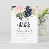 ベビシャワーピンク海軍フローラ群 招待状 (スタンド正面)