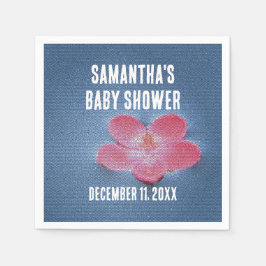 ベビシャワーピンク花青フローラ スタンダードカクテルナプキン