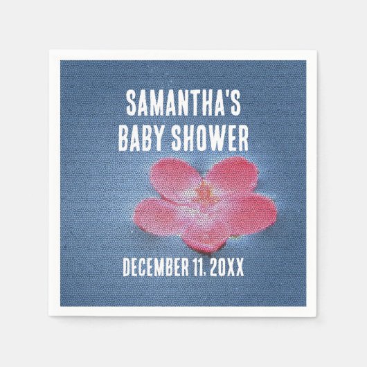 ベビシャワーピンク花青フローラ スタンダードカクテルナプキン (正面)