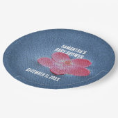 ベビシャワーピンク花青フローラ ペーパープレート (アングル)