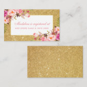 ベビシャワーピンク金ゴールドグリッターレジストリの挿入 エンクロージャーカード (正面/裏面)
