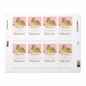 ベビシャワーピンク金ゴールド象蔵書票シート8 ラベル (フルシート)