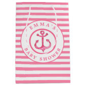 ベビシャワーピ航海のンクいかりストライプの抱き枕 ミディアムペーパーバッグ (正面)