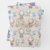 ベビシャワーブルーの水彩包み紙 ラッピングペーパーシート (インサイチュ)