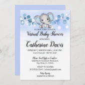 ベビシャワーブルーエレファントテーマボーイ招待状 招待状 (正面/裏面)