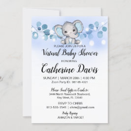 ベビシャワーブルーエレファントテーマボーイ招待状 招待状