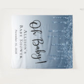 ベビシャワーブルーグリッター写真の背景 タペストリー (正面(横))