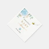 ベビシャワーブルーフローラ青蜂の子 スタンダードカクテルナプキン (角)