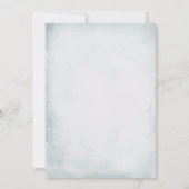 ベビシャワーブルー淡い色の薄紫バラ 招待状 (裏面)