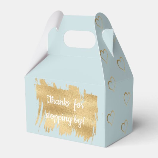 ベビシャワーブルー金ゴールドハートお気に入りボックス フェイバーボックス (裏面サイド)