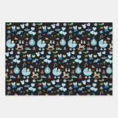 ベビシャワーブルー/ブラックラッピング紙 ラッピングペーパーシート (正面)