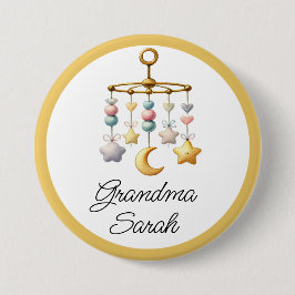 ベビシャワーボタン付きモバイル – 名前を追加 缶バッジ