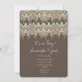 ベビシャワーマクラメぶら下がったズボホ素朴ロープアート 招待状 (正面)