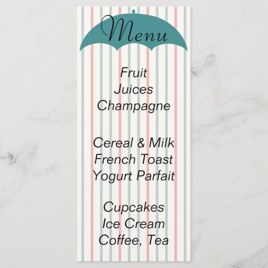 ベビシャワーメニュー「アンブレラピクニック」 メニュー (正面)