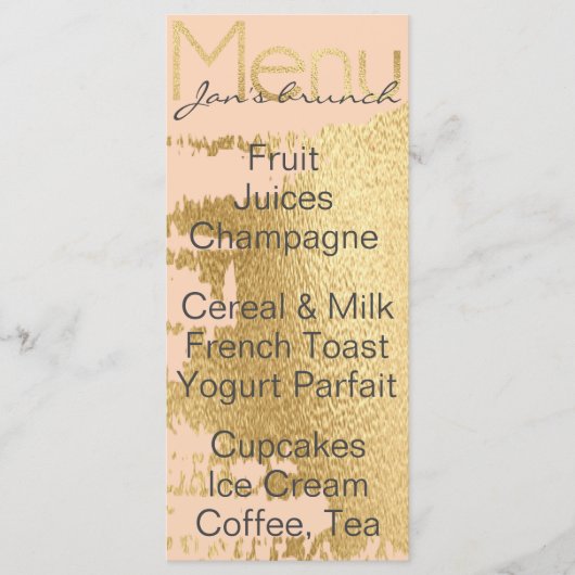 ベビシャワーメニュー「クラシック金ゴールド/ピンク」 メニュー (正面)