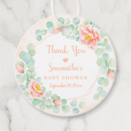 ベビシャワーユーカリ葉フローラリース桃 フェイバータグ