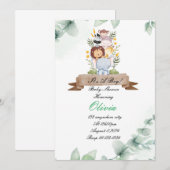 ベビシャワー招待状サファリ動物カード セーブザデート (正面/裏面)