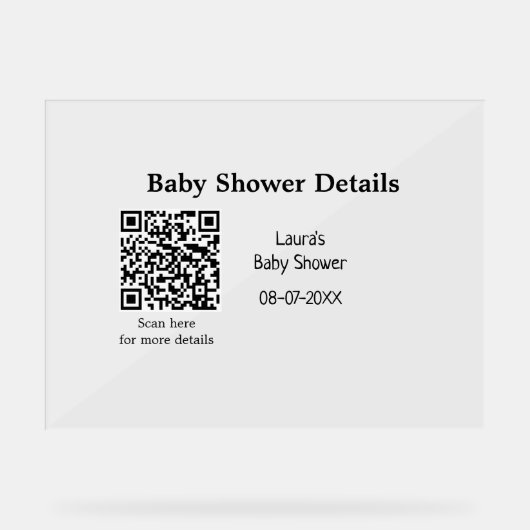 ベビシャワー詳細QRスキャンコードミニマルRU アクリルサイン (正面)