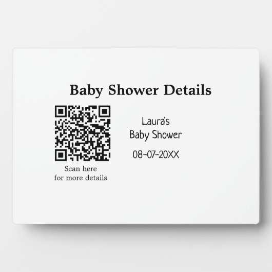 ベビシャワー詳細QRスキャンコードミニマルRU フォトプラーク (正面)