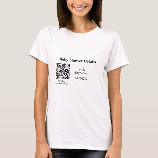 ベビシャワー詳細QRスキャンコードミニマルRU Tシャツ (正面)