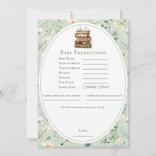 ベビシャワー野草遊技カード予測アドバイス 招待状 (正面)