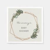 ベビシャワ男女兼用ーボホ幾何学的な緑 スタンダードカクテルナプキン (正面)