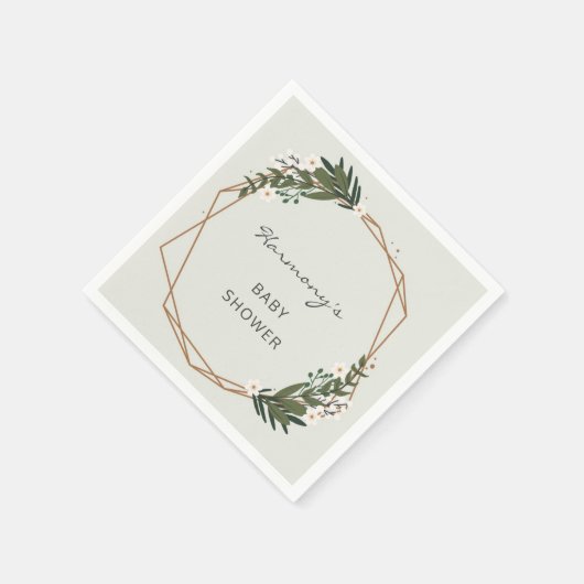 ベビシャワ男女兼用ーボホ幾何学的な緑 スタンダードカクテルナプキン (角)