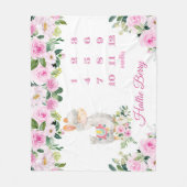 ベビパーソナライズされたーガールラママイルストーン名 フリースブランケット (正面)