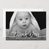 ベビーありがとうカスタムフォトシックなハンドスクリプト サンキューカード (正面/裏面)