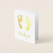ベビーありがとう写真かわいい丸っぽい足足プリント 箔カード (正面)