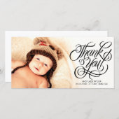 ベビーありがとう書道オーバーレイ写真カード サンキューカード (正面/裏面)