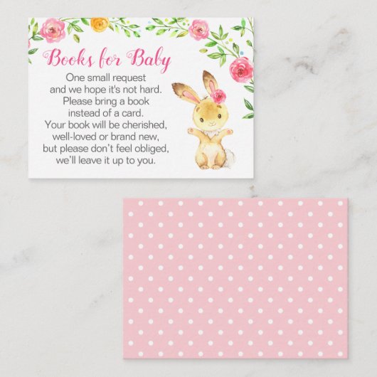 ベビーうさぎ可愛いバニー動物ガールブックリクエスト エンクロージャーカード (正面/裏面)