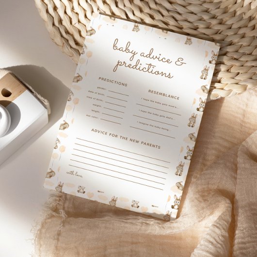 ベビーうさぎ赤ちゃんシャワー予測&アドバイスカード