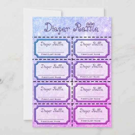 ベビーおむつラッフルチケット紫、ピンク 招待状 (正面)