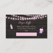 ベビーおむつラッフルベビーブルーイングピンク赤ちゃんシャワー エンクロージャーカード (正面)