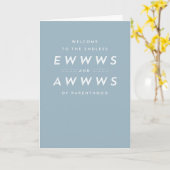 ベビーおめでとうおもしろい青いグリーティングカード カード (黄色い花)