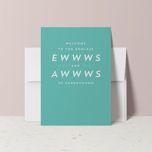 ベビーおめでとうティール(緑がかった色)グリーティングカード カード