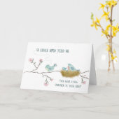 ベビーおめでとう小鳥が私に鳥を言った  カード (黄色い花)