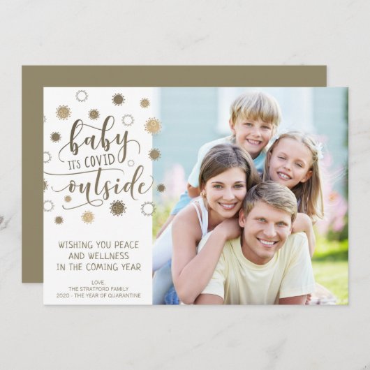 ベビーおもしろいの外部タイポグラフィ金ゴールド シーズンカード (正面/裏面)