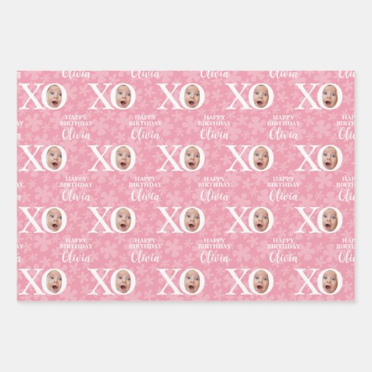 ベビーおもしろいガールフォトコラージペルソナリズ ラッピングペーパーシート (正面)