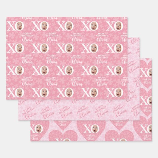 ベビーおもしろいガールフォトコラージペルソナリズ ラッピングペーパーシート (セット)