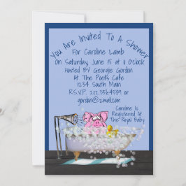 ベビーおもしろいシャワー招待状(豚シャワー付) 招待状