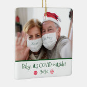 ベビーおもしろい外で撮影したスノーフレーク セラミックオーナメント (右)