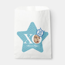 ベビーおもしろい顔第1誕生日パート |青い星 フェイバーバッグ