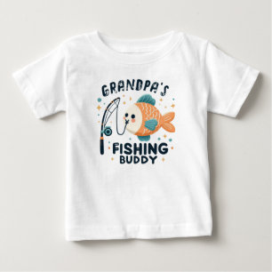 ベビーおもしろい魚 グランパ魚釣りバディベビー ベビーTシャツ