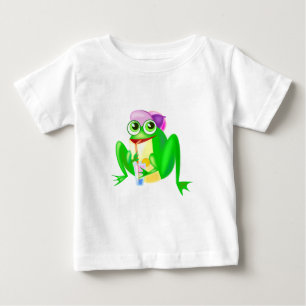 ベビーおもしろいTシャツハッピーパーティーカエルのカスタマイズ ベビーTシャツ