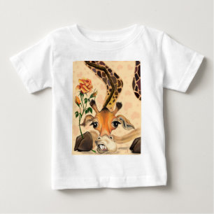ベビーおもしろいTシャツロマンチックバラキリン ベビーTシャツ