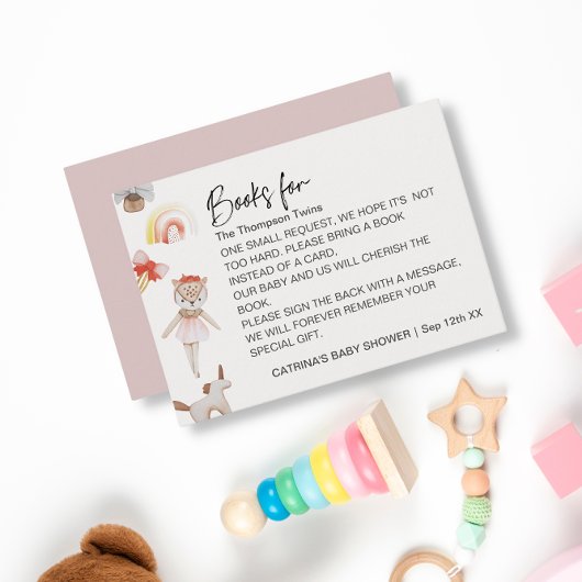 ベビーおもちゃツインガールズブックリクエスト赤ちゃんシャワー エンクロージャーカード