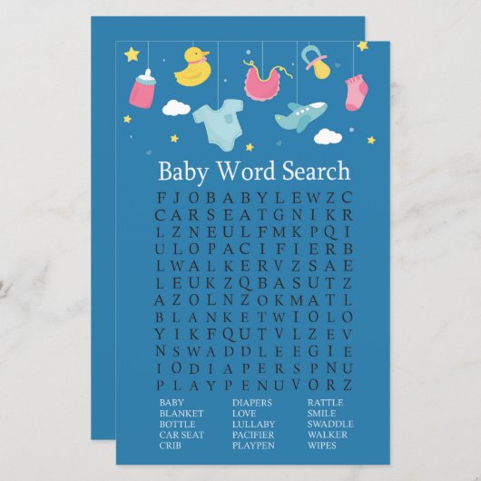 ベビーおもちゃ赤ちゃんシャワー語検索ゲーム (正面/裏面)