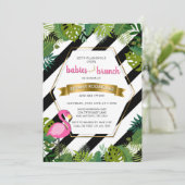 ベビーおよびブランチの双生児のフラミンゴのベビーシャワー 招待状 (スタンド正面)